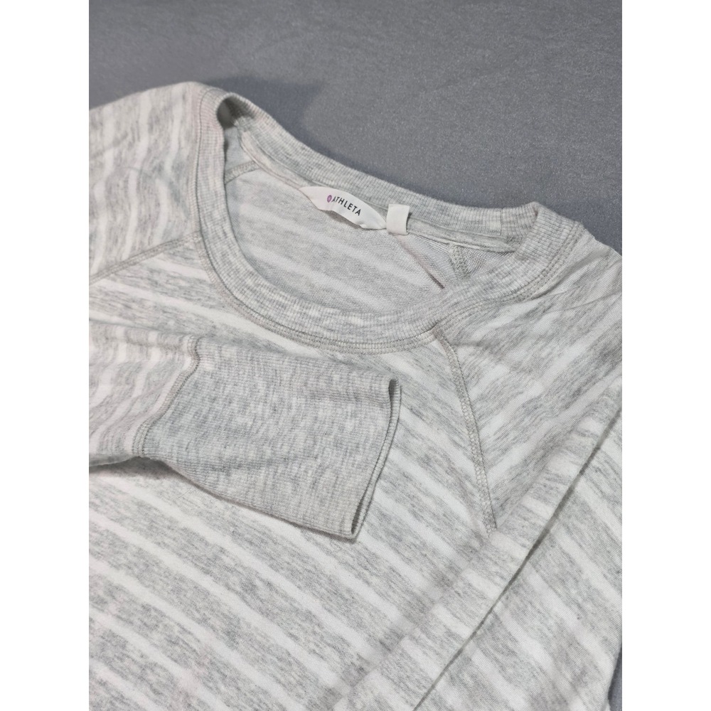 Athleta Womens Gray White Striped Long Sleeve Crossover Tulip Hem Tunic Large